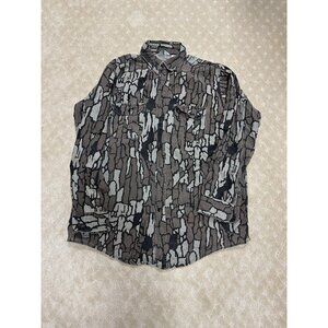 Vintage Trebark Camo Shirt Men's L/XL Cloud Cover Button Up Hunting 80s Made USA